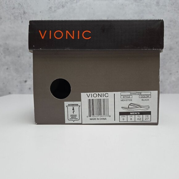 NWB Vionic 544MTide Black Sandals Men'sTide Size 9 NEW Unworn - Picture 2 of 10